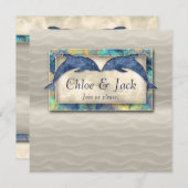 ビーチ結婚式招待状ドルフィンルアウ(ハワイ式宴会)航海のパーティー 招待状 (正面/裏面)