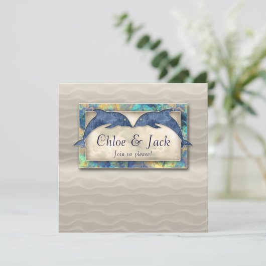 ビーチ結婚式招待状ドルフィンルアウ（ハワイ式宴会）航海のパーティー 招待状 (スタンド正面)