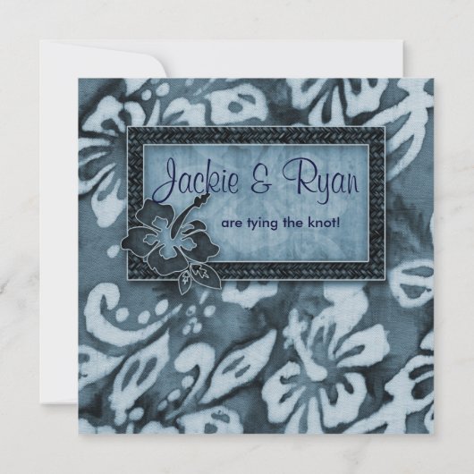 ビーチ結婚式招待状ハイビスカスブルーデニム 招待状 (裏面)