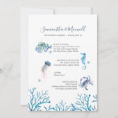 ビーチ結婚式招待状水彩海 招待状 (正面)