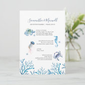 ビーチ結婚式招待状水彩海 招待状 (スタンド正面)