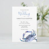ビーチ結婚式招待状水色カニ 招待状 (スタンド正面)