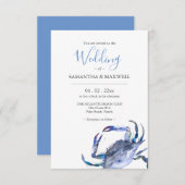 ビーチ結婚式招待状水色カニ 招待状 (正面/裏面)