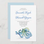 ビーチ結婚式招待状、タコ 招待状 (正面/裏面)