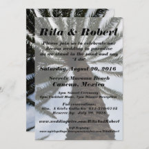 ビーチ結婚式招待状-パームツリーIIアートバック