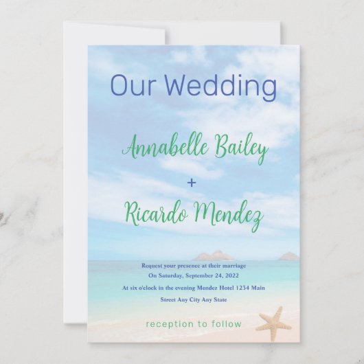 ビーチ結婚式招待状 招待状 (正面)