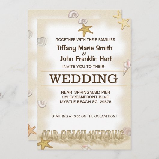 ビーチ結婚式招待状 招待状 (正面/裏面)