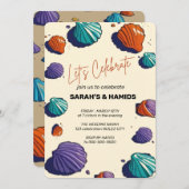 ビーチ結婚式招待状/水結婚色のInv 招待状 (正面/裏面)