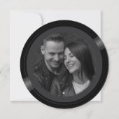 ビーチ結婚式日付の保存ヴィンテージ音楽ビニルQR セーブザデート (裏面)