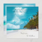 ビーチ結婚式日付の保存 セーブザデート (正面/裏面)