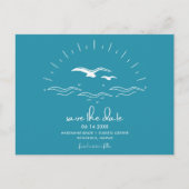 ビーチ結婚式日付の保存 案内ポストカード (正面)