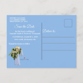 ビーチ結婚式日付の保存 案内ポストカード (裏面)