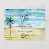 ビーチ結婚式日付はがきを保存する 案内ポストカード (正面)