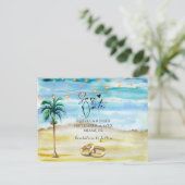 ビーチ結婚式日付はがきを保存する 案内ポストカード (スタンド正面)