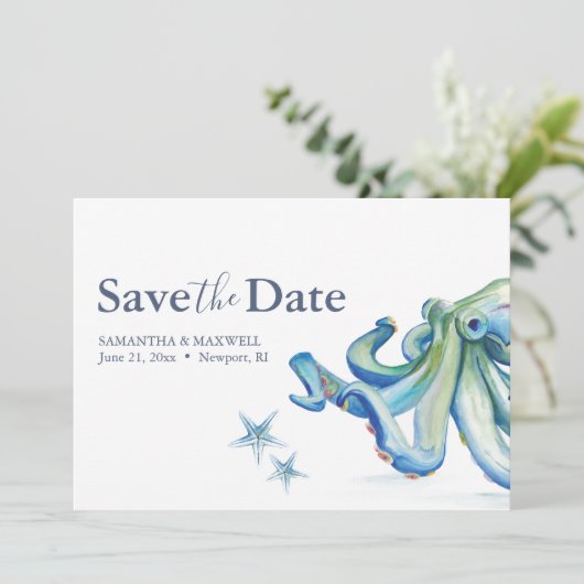 ビーチ結婚式日付カード海の保存 セーブザデート (スタンド正面)