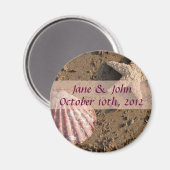 ビーチ結婚式日付シーシェルマグネットを保存 マグネット (正面/裏面)