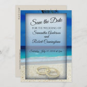 ビーチ結婚式日付ポストカードの保存 セーブザデート (正面/裏面)