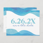 ビーチ結婚式日付ポストカードの保存 案内ポストカード (正面/裏面)