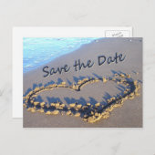 ビーチ結婚式日付ポストカードの保存 案内ポストカード (正面/裏面)