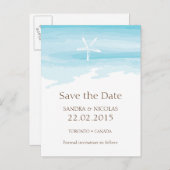 ビーチ結婚式日付ICポストカードの保存 案内ポストカード (正面/裏面)