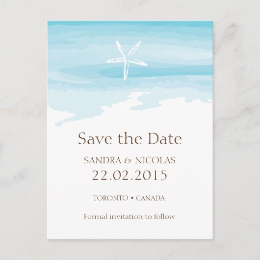 ビーチ結婚式日付ICポストカードの保存 案内ポストカード (正面)