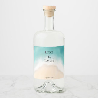 ビーチ結婚式水の色ラベル リキュールボトルラベル