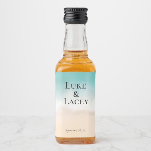ビーチ結婚式水の色ラベル リキュールボトルラベル (正面)