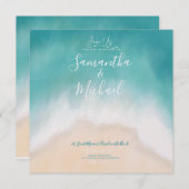 ビーチ結婚式水彩島招待状 招待状 (正面/裏面)