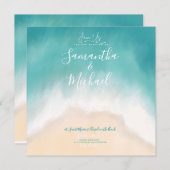 ビーチ結婚式水彩島招待状 招待状 (正面/裏面)
