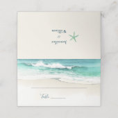 ビーチ結婚式水彩海折り畳み座席表 プレイスカード (外部開封)