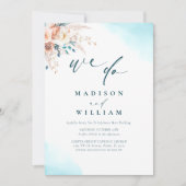 ビーチ結婚式水彩 招待状 (正面)