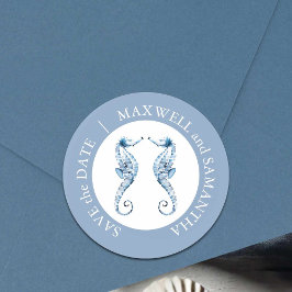 ビーチ結婚式水色シーホースブルー ラウンドシール