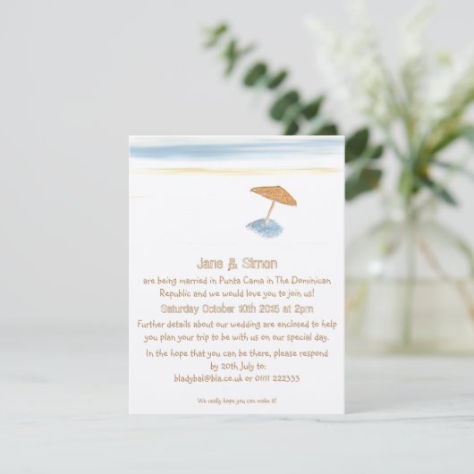 ビーチ結婚式海外招待状 招待状 (スタンド正面)