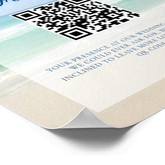 ビーチ結婚式海波写真新婚旅行ファンド ポスター (角)