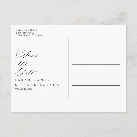 ビーチ結婚式熱帯フローラ保存日 案内ポストカード (裏面)