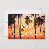 ビーチ結婚式熱帯目的地 出欠カード (正面)