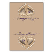 ビーチ結婚式砂ハート-座席表 – 食事アイコン テーブルナンバー (正面)