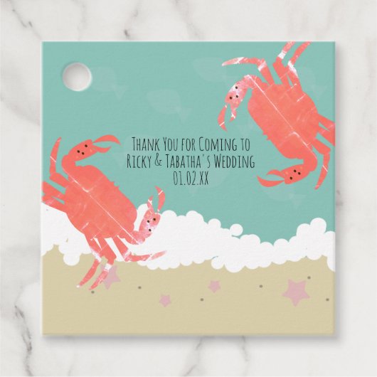 ビーチ結婚式砂魚蟹の波 フェイバータグ (正面)