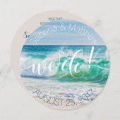 ビーチ結婚式破壊波 招待状 (正面/裏面)