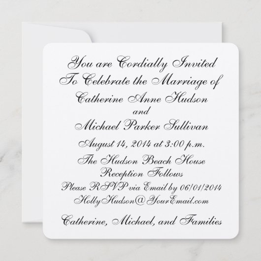 ビーチ結婚式等選択の背景 – SRF 招待状 (裏面)