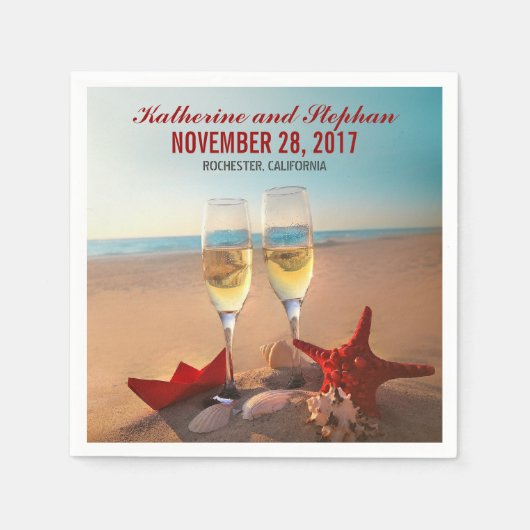ビーチ結婚式紙ナプキン スタンダードカクテルナプキン (正面)