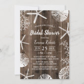 ビーチ結婚式素朴シーシェルブライダルシャワー 招待状 (正面)