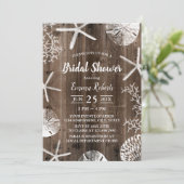 ビーチ結婚式素朴シーシェルブライダルシャワー 招待状 (スタンド正面)