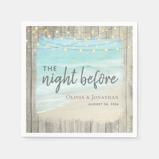 ビーチ結婚式素朴リハーサルディナー スタンダードカクテルナプキン (正面)