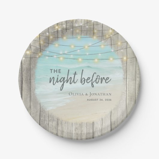 ビーチ結婚式素朴リハーサルディナー ペーパープレート (正面)