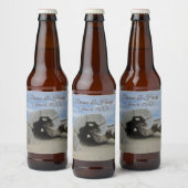 ビーチ結婚式美しい流木の写真海 ビールラベル (ボトル)