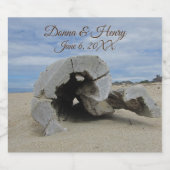 ビーチ結婚式美しい流木の写真海 ビールラベル (シングルラベル)