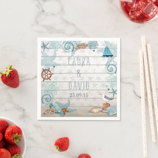 ビーチ結婚式航海の紙ナプキンス スタンダードカクテルナプキン (インサイチュ)