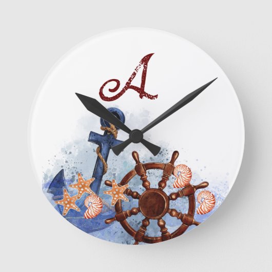 ビーチ結婚式航海の花嫁ギフト ラウンド壁時計 (正面)