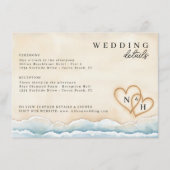 ビーチ結婚式詳細カード(水色ハート) エンクロージャーカード (正面)